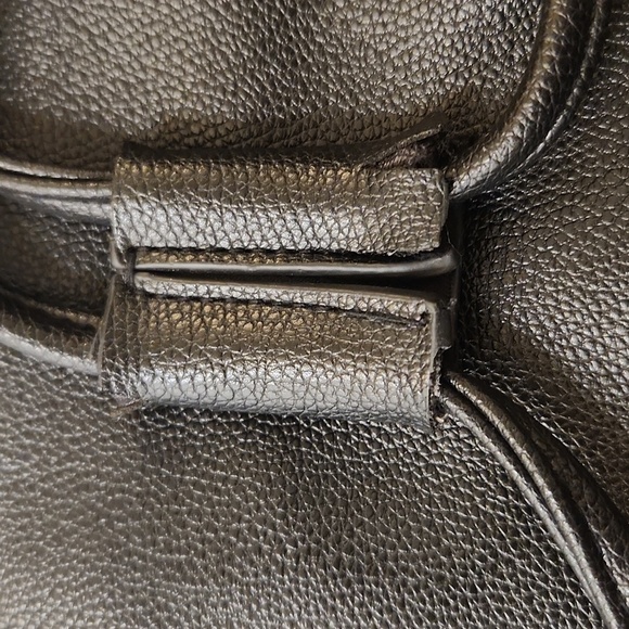 Victoria Secret Black Faux Leather Boho Fringe Backpack Shoulder Bucket Tote Bag - Picture 10 of 12